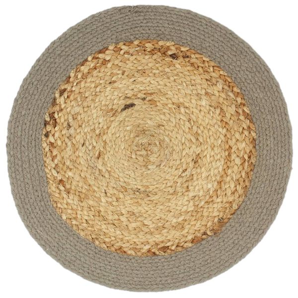 vidaXL Placemats 6 pcs Natural and Grey 38 cm Jute and Cotton