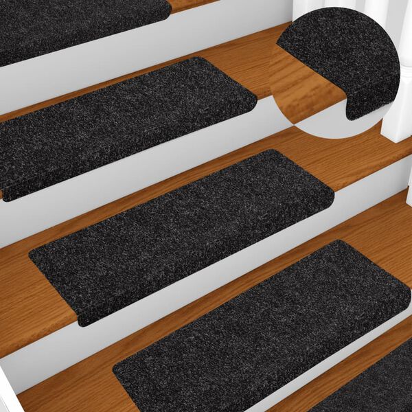 vidaXL Stair Mats Self-adhesive 10 pcs 65x21x4 cm Black Rectangular Edge