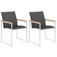 vidaXL Garden Chairs 2 pcs Textilene and Stainless Steel Grey