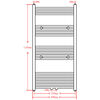 Grey Bathroom Central Heating Towel Rail Radiator Straight 600x1160mm
