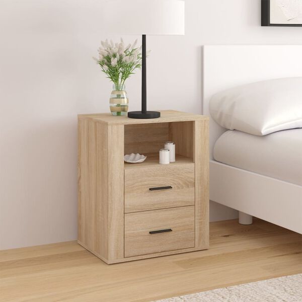 vidaXL Bedside Cabinet Sonoma Oak 50x36x60 cm Engineered Wood