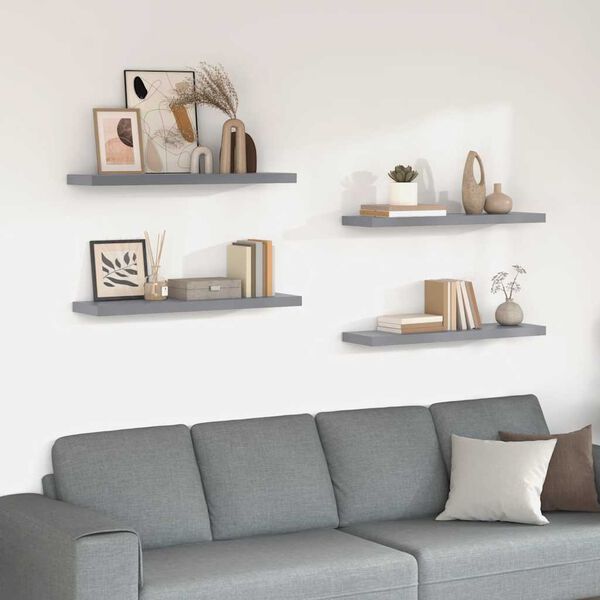vidaXL Floating Wall Shelves 4 pcs Grey 90x23.5x3.8 cm MDF