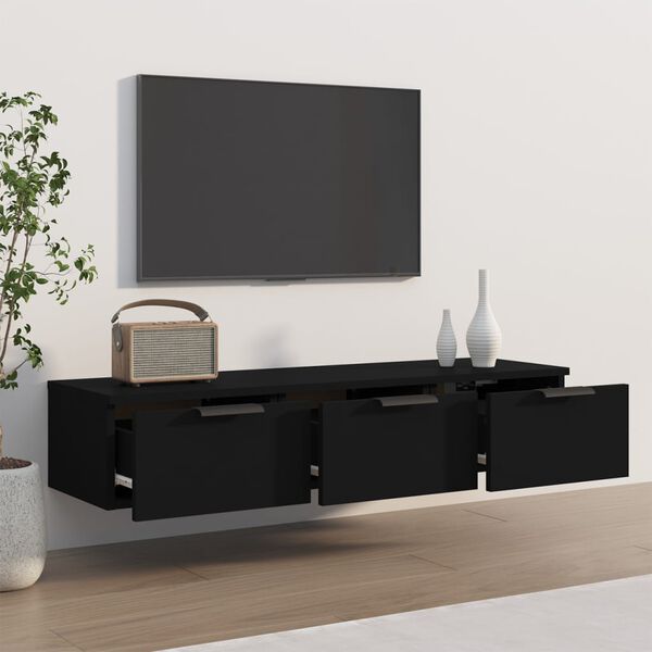 vidaXL Wall Cabinet Black 102x30x20 cm Engineered Wood