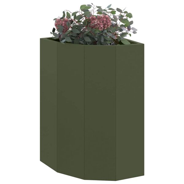 vidaXL Corner Planter Olive green 30 x 30 x 50 cm Steel