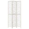 vidaXL Room Divider 3 Panels White Solid Wood Paulownia