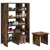 vidaXL Shoe Cabinet with Shelf 2 pcs Smoked Oak Engineered Wood