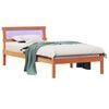 vidaXL Bed Frame with Headboard Wax Brown 90 x 190 cm Solid Pine Wood