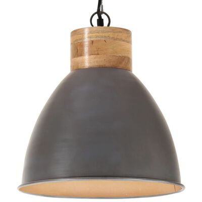 vidaXL Industrial Hanging Lamp Grey Iron & Solid Wood 46 cm E27