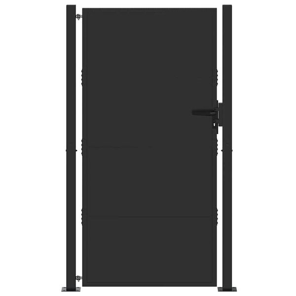 vidaXL Garden Gate with Lock Black 100 x 175 cm Powder-coated steel
