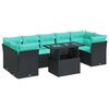 vidaXL 8 Piece Garden Sofa Set with Cushions Black Poly Rattan Acacia