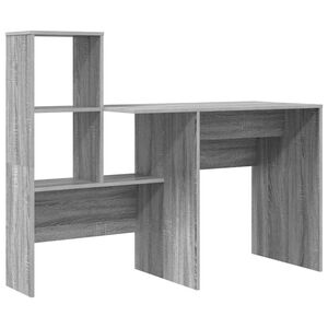 vidaXL Desk Grey Sonoma Engineered Wood 131.5 x 50 x 106.5 cm