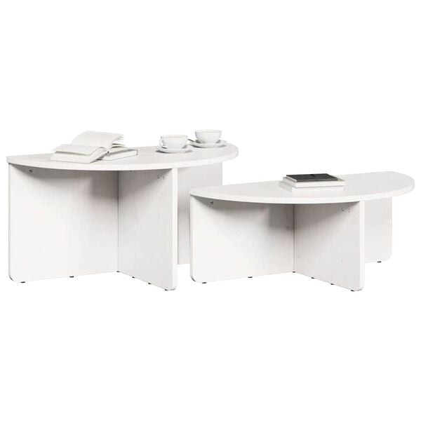 vidaXL Coffee Table 2 pcs White Solid pine wood