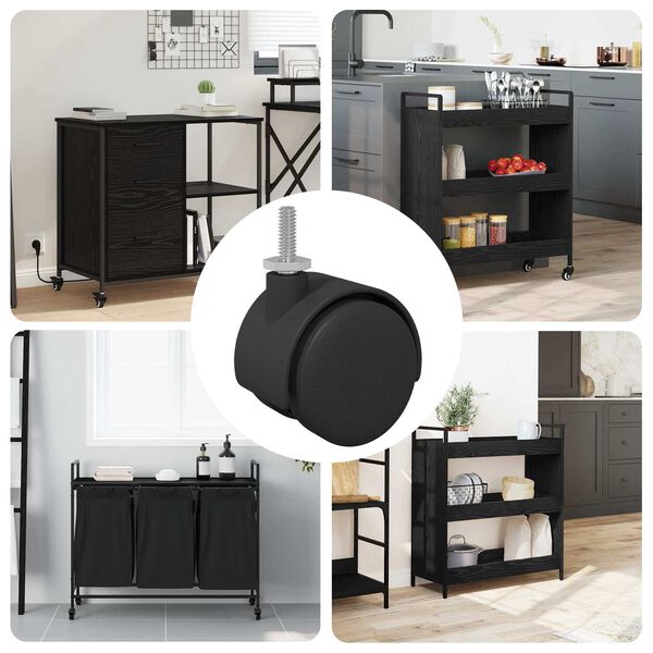 vidaXL Casters 12 pcs Black 40.1 x 40.1 x 37.8 mm PP and Iron