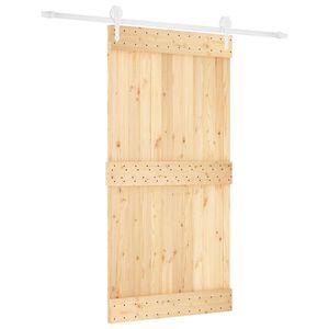 vidaXL Sliding Door Natural and White 100 x 210 cm Solid Pine Wood
