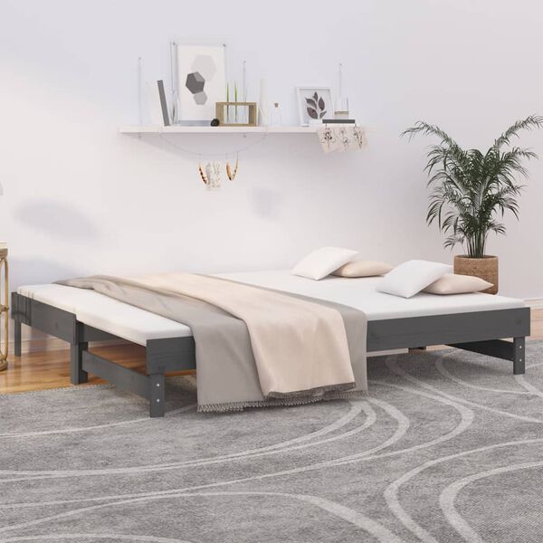 vidaXL Pull-out Day Bed without Mattress Grey 2x(100x200) cm