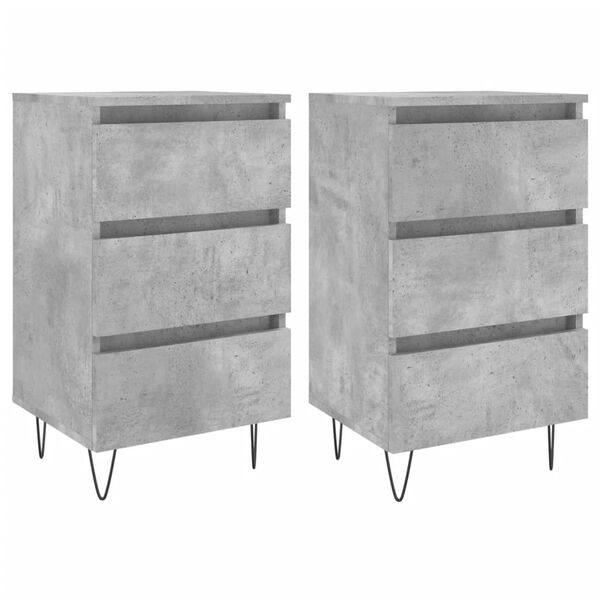 vidaXL Bedside Cabinets 2 pcs Concrete Grey 40x35x69 cm Engineered Wood