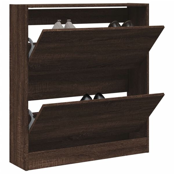 vidaXL Shoe Cabinet Brown Oak 80x21x87.5 cm Engineered Wood