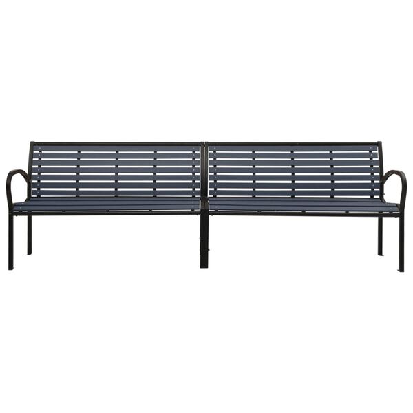vidaXL Twin Garden Bench 251 cm Steel and WPC Black