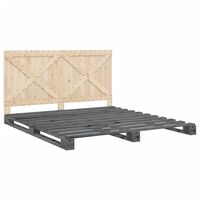 vidaXL Bed Frame with Headboard Grey 200x200 cm Solid Wood Pine