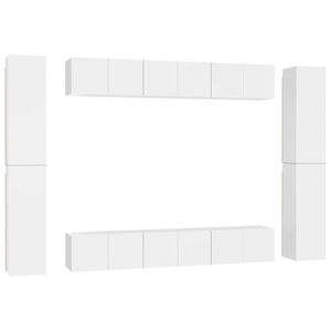 vidaXL 10 Piece TV Cabinet Set White Engineered Wood