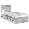 vidaXL Bed Frame with Drawer Concrete Grey 90 x 200 cm Engineer Wood