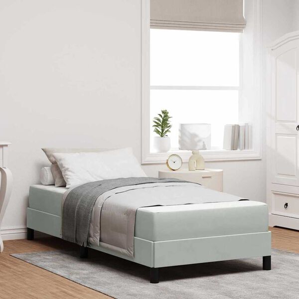 vidaXL Box Spring Bed with Mattress Light Grey 80 x 210 cm Fabric