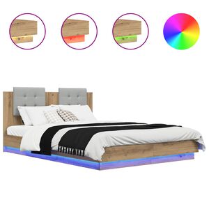 vidaXL Bed Frame with Headboard with Storage Artisan Oak 140 x 200 cm