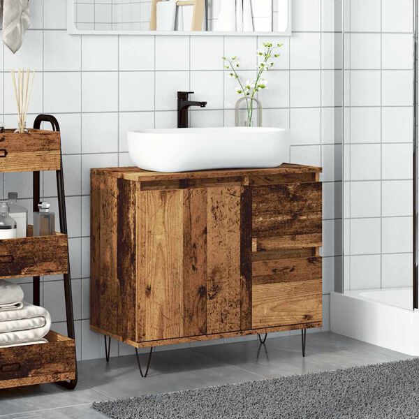 vidaXL Sink Cabinet Old Wood 65x33x60 cm Engineered Wood