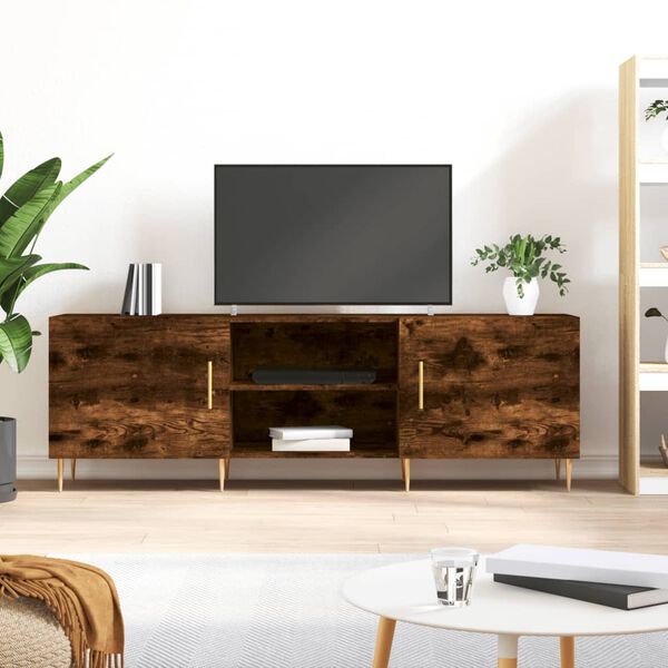vidaXL TV Cabinet Smoked Oak 150x30x50 cm Engineered Wood