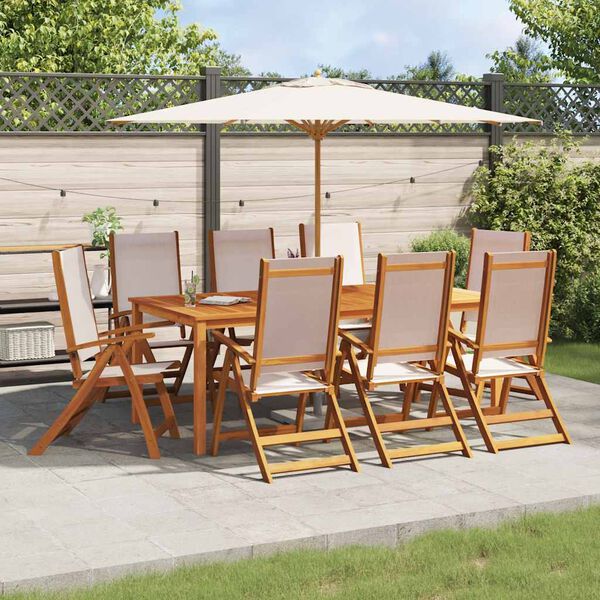 vidaXL Folding Garden Chairs 8 pcs Solid Wood Acacia and Textilene