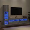 vidaXL 4 Piece TV Wall Units with LED Grey Sonoma Engineered Wood