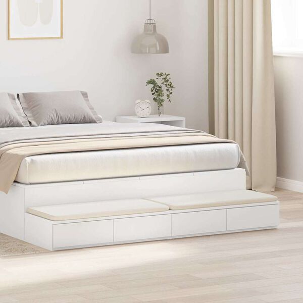 vidaXL Bed Drawers White 160 x 36.5 x 16.5 cm Engineered Wood