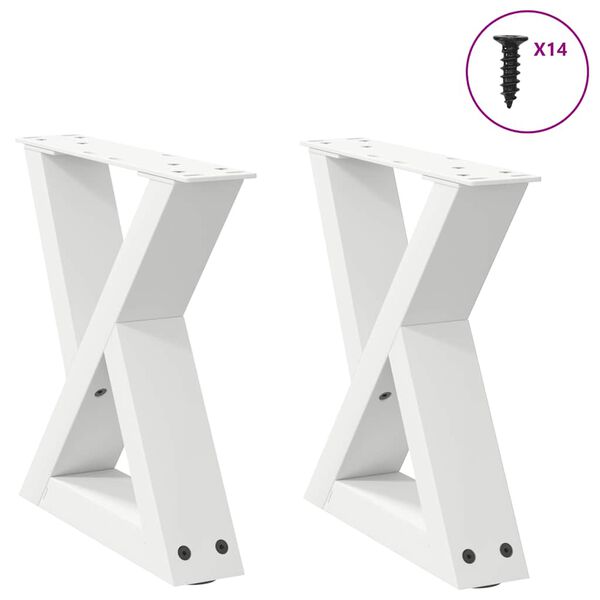 vidaXL Coffee Table Legs 2 pcs White 30x(30-31.3) cm Steel