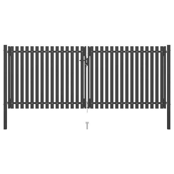 vidaXL Garden Fence Gate Steel 400x125 cm Anthracite
