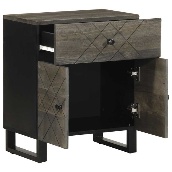 vidaXL Bedside Cabinet Black 50x33x60 cm Solid Wood Mango
