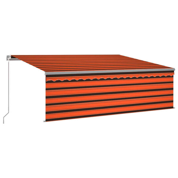 vidaXL Manual Retractable Awning with Blind&LED 4.5x3m Orange&Brown