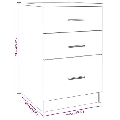vidaXL Bed Cabinet High Gloss White 40x40x63 cm Engineered Wood