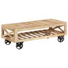 vidaXL Coffee Table with Wheels Solid Mango Wood 110x50x37 cm