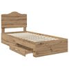 vidaXL Bed Frame with Drawer Artisan Oak 90 x 190 cm Engineered Wood