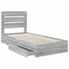 vidaXL Storage Bed with Drawer Grey Sonoma 75 x 190 cm Engineered Wood