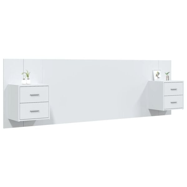 vidaXL Bed Headboard with Cabinets White Engineered Wood