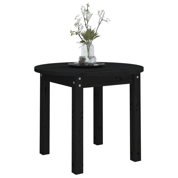 vidaXL Coffee Table Black &Oslash; 55x45 cm Solid Wood Pine