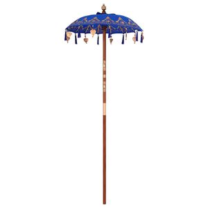 vidaXL Balinese Parasol Blue 95 x 95 x 260 cm Cotton and Wood