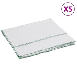 vidaXL Cleaning Cloths 5 pcs White with Green Stripes 50x60 cm