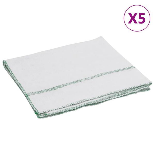 vidaXL Cleaning Cloths 5 pcs White with Green Stripes 50x60 cm