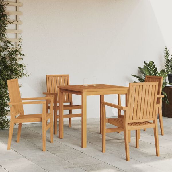vidaXL 5 Piece Garden Dining Set Solid Wood Teak