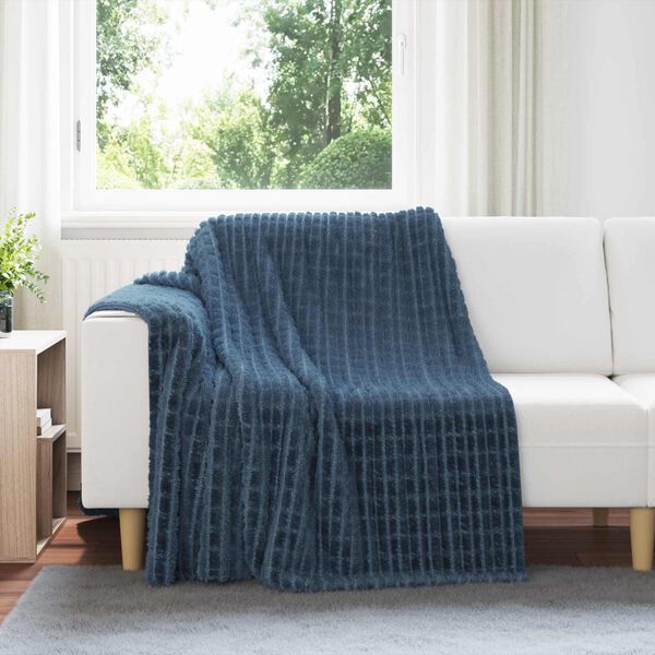 vidaXL Throw Blanket Navy Blue 200 x 150 cm Fleece