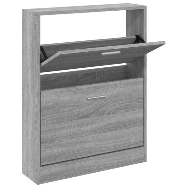 vidaXL Shoe Cabinet Grey Sonoma 59x17x81 cm Engineered Wood