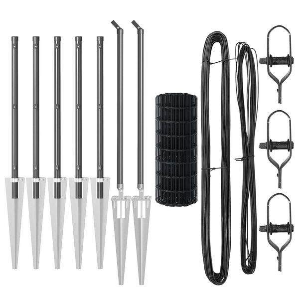 vidaXL Fence with Post Grey 0.4 x 10 m Steel and PVC