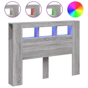 vidaXL LED Headboard Grey Sonoma 140x18,5x103,5 cm Engineered Wood